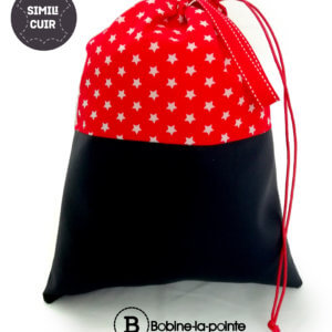 Moyen Sac Pochon - Etoile blanche/simili cuir