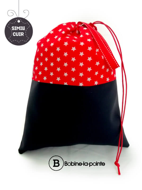 Moyen Sac Pochon - Etoile blanche/simili cuir