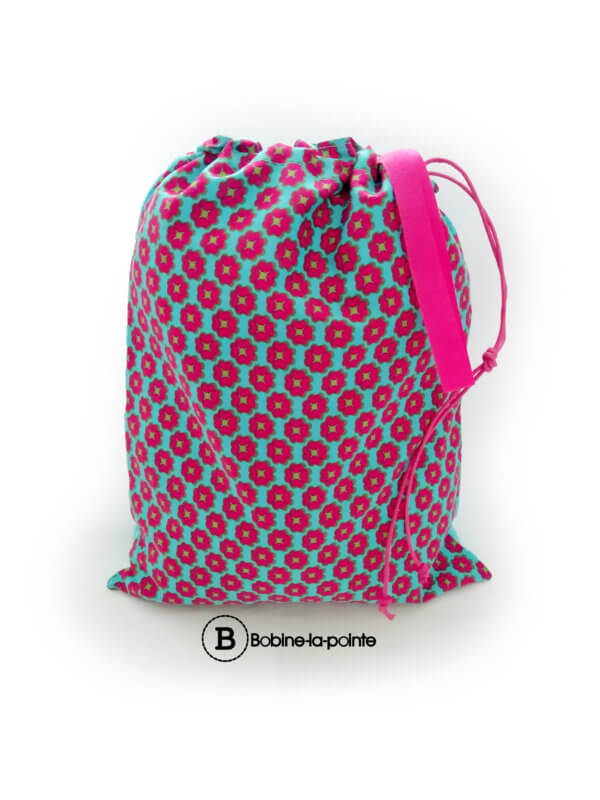 Moyen Sac Pochon - Fleur fuchsia