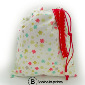 Petit Sac Pochon - Fleur verte