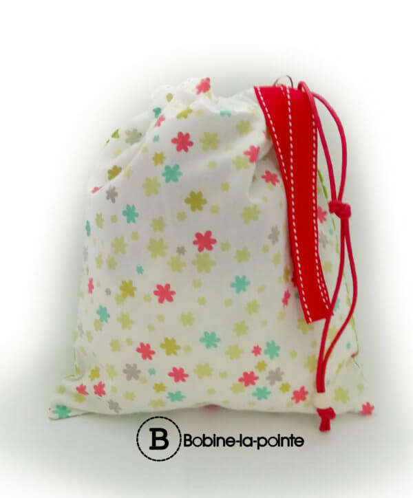Petit Sac Pochon - Fleur verte