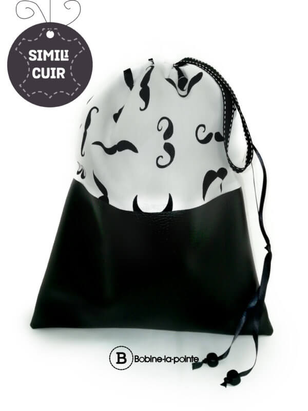 Moyen Sac Pochon - Moustache/simili cuir