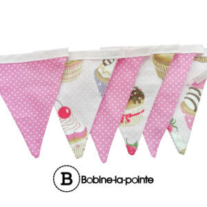 Guirlande de 6 fanions- Cup cake