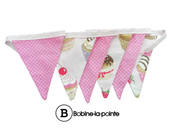 Guirlande de 6 fanions- Cup cake