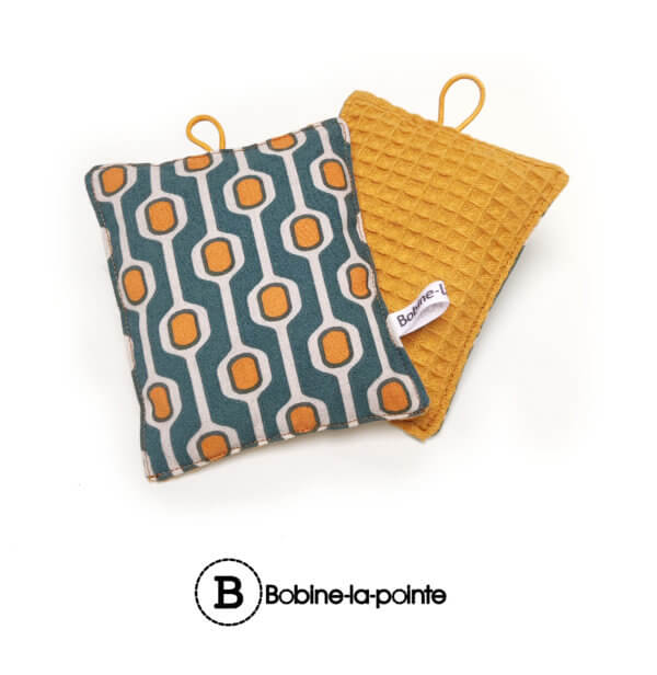 Eponge- graphique vintage - tissu nid d'abeille